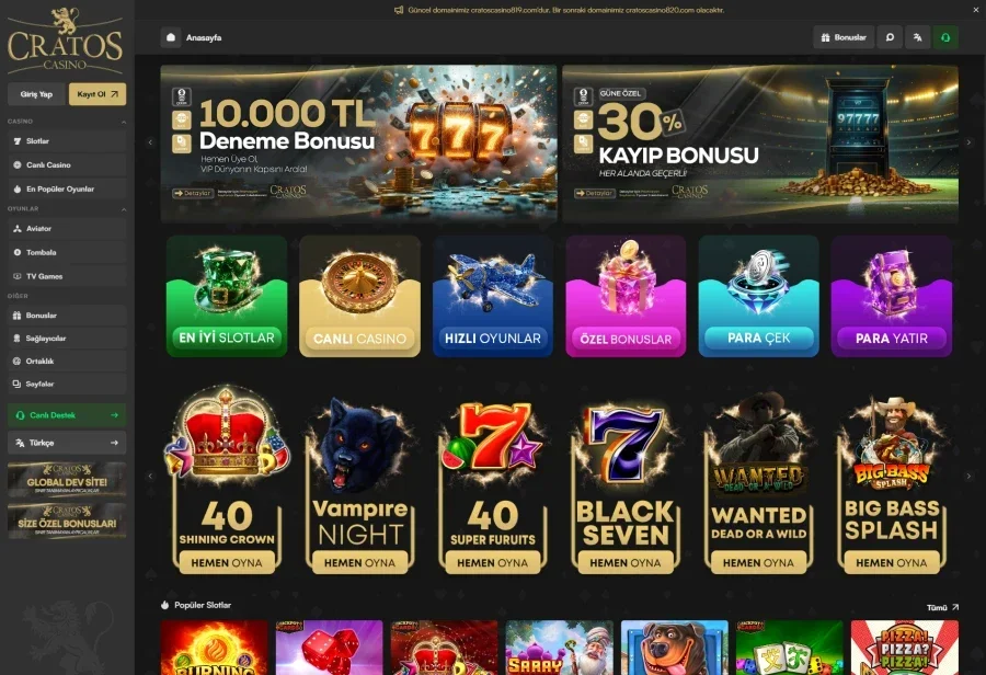 Cratos Casino ekran görüntüsü