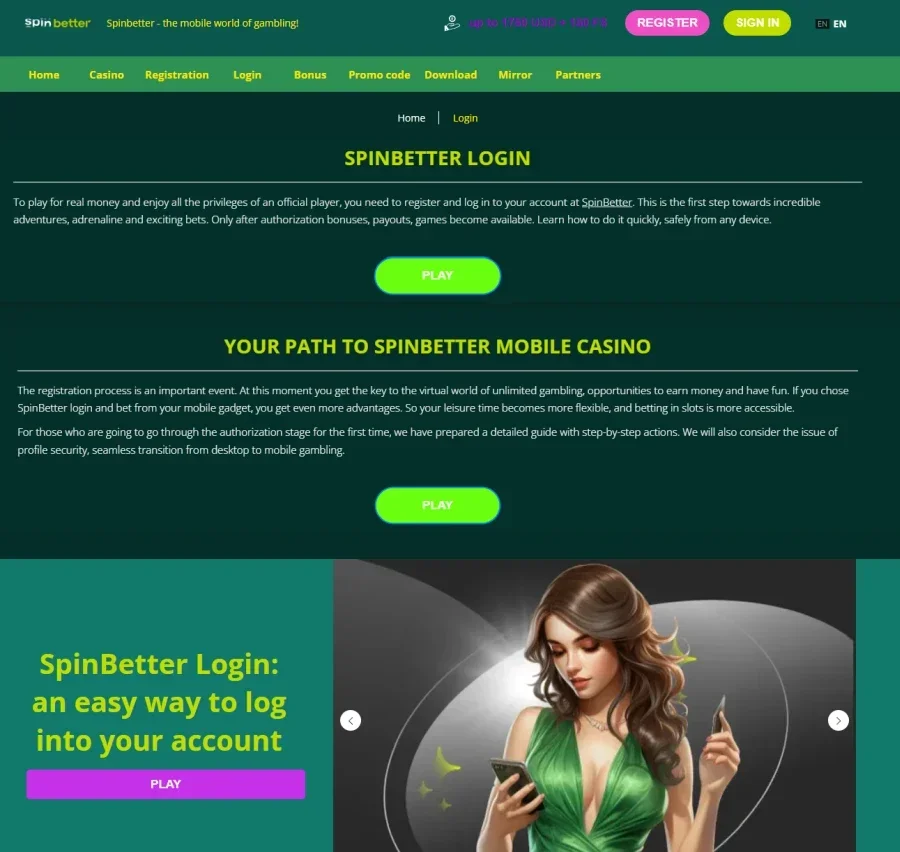 SpinBetter ekran görüntüsü