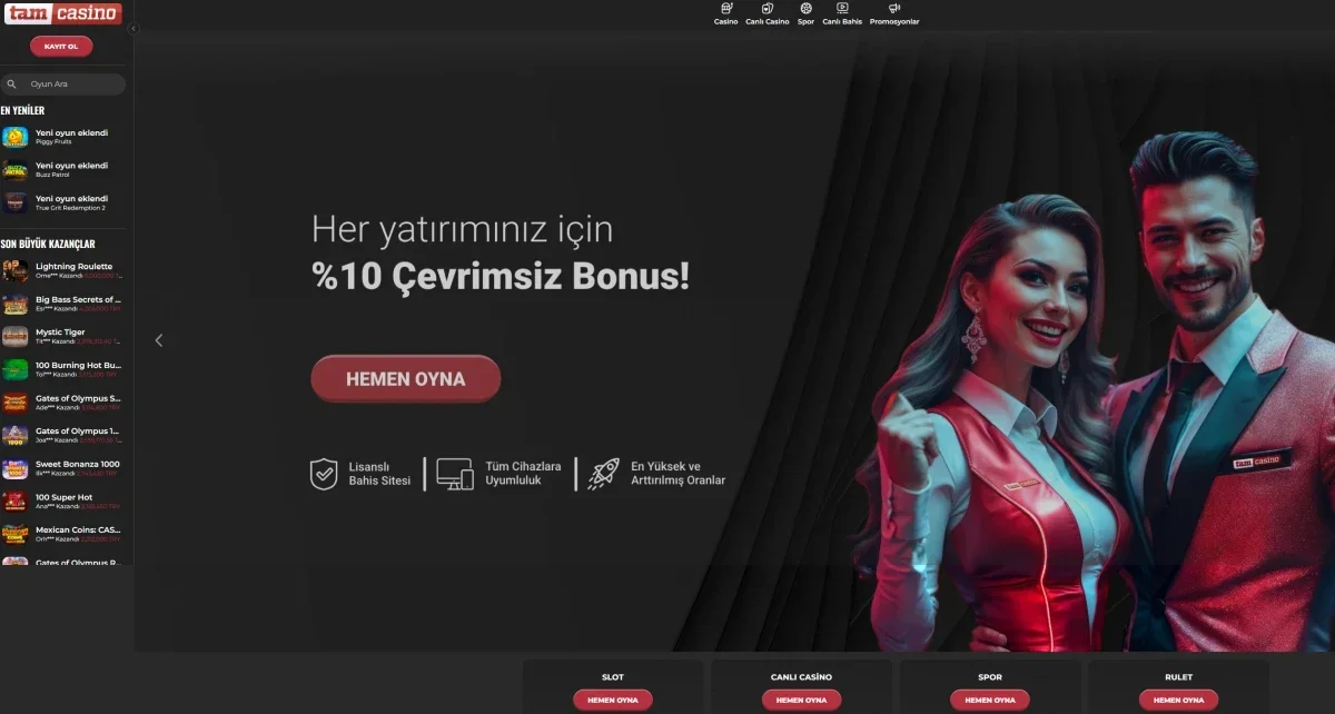 Tam Casino ekran görüntüsü