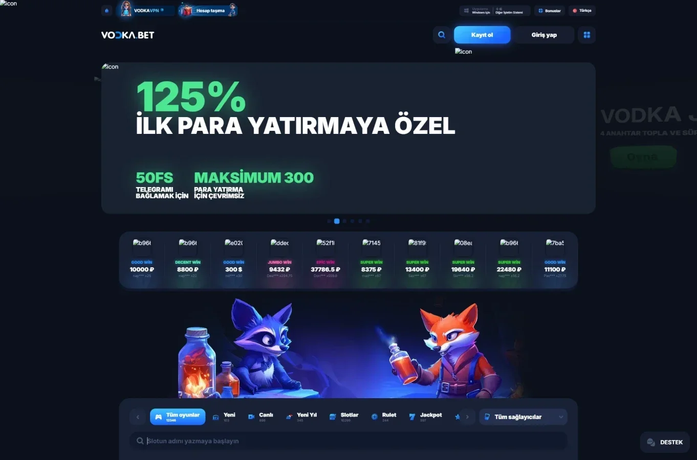 Vodkabet ekran görüntüsü